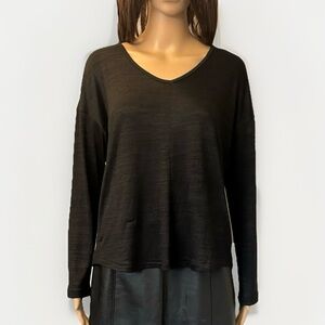Magaschoni Women's Black Top Long Sleeves V-Neck Stretch Blouse Size S - NWT
